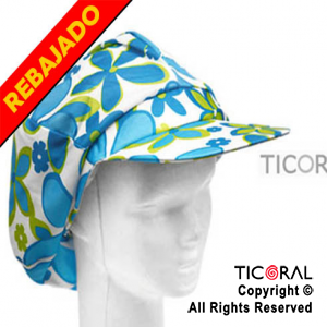 SOMBRERO BOINA FLOREADA CELESTE Y VERDE CON VISERA HS5820-2 x 1